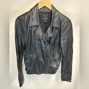 Moto Biker Black Leather Jacket